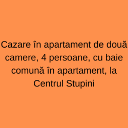 Cazare în apartament de două camere, 4 persoane, cu baie comună în apartament+taxă+masă = 680 lei