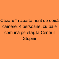 Cazare în apartament de două camere, 4 persoane, cu baie comună pe etaj+taxă+masă = 650 lei