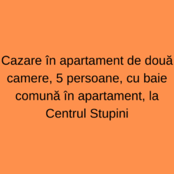 Cazare în apartament de două camere, 5 persoane, cu baie comună în apartament+taxă+masă = 680 lei