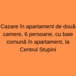 Cazare în apartament de două camere, 6 persoane, cu baie comună în apartament+taxă+masă = 680 lei